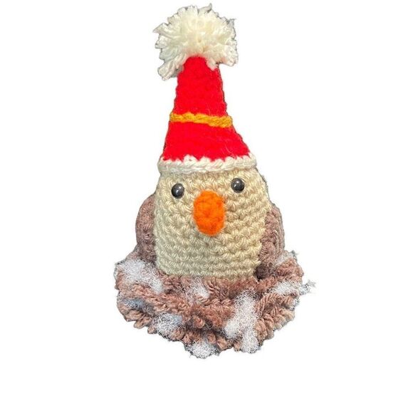 Handmade Crochet Nesting Bird Women Home Decor Christmas Tree Mantle Decoration - Picture 1 of 5